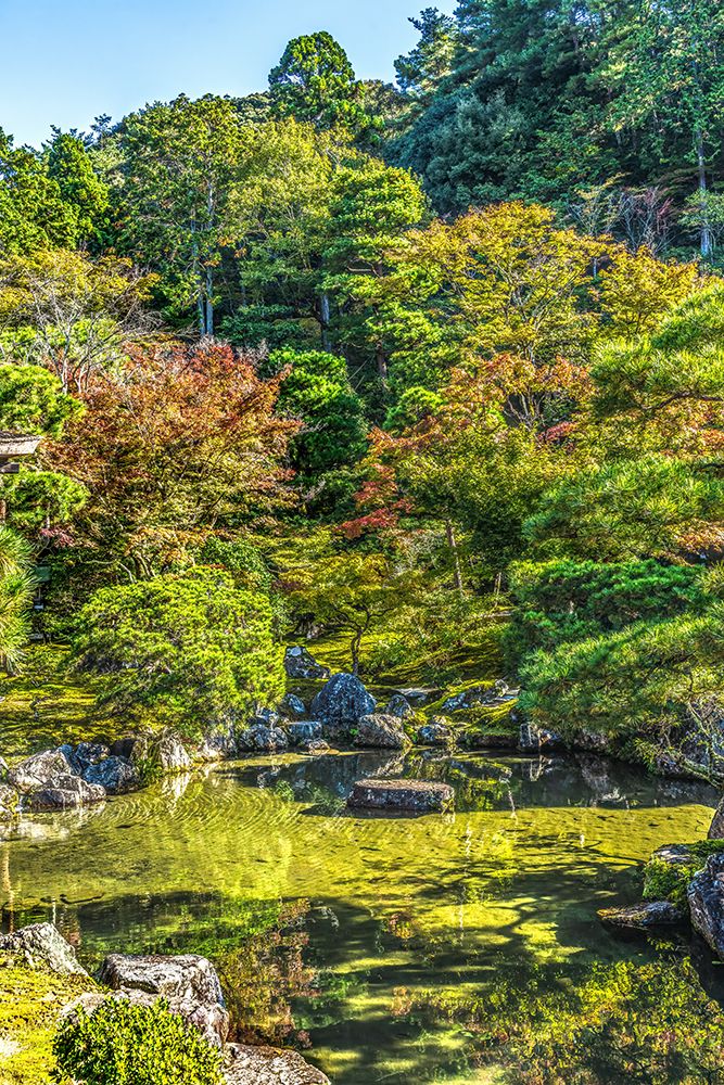 Colorful reflection Ginkaku-ji Temple, Kyoto, Japan. Also known as Jisho-ji.